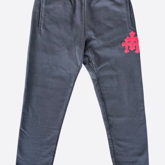 Chrome Hearts Navy & Red Triple Cross Patch Paper Jam Sweatpants - Picture 1 of 7